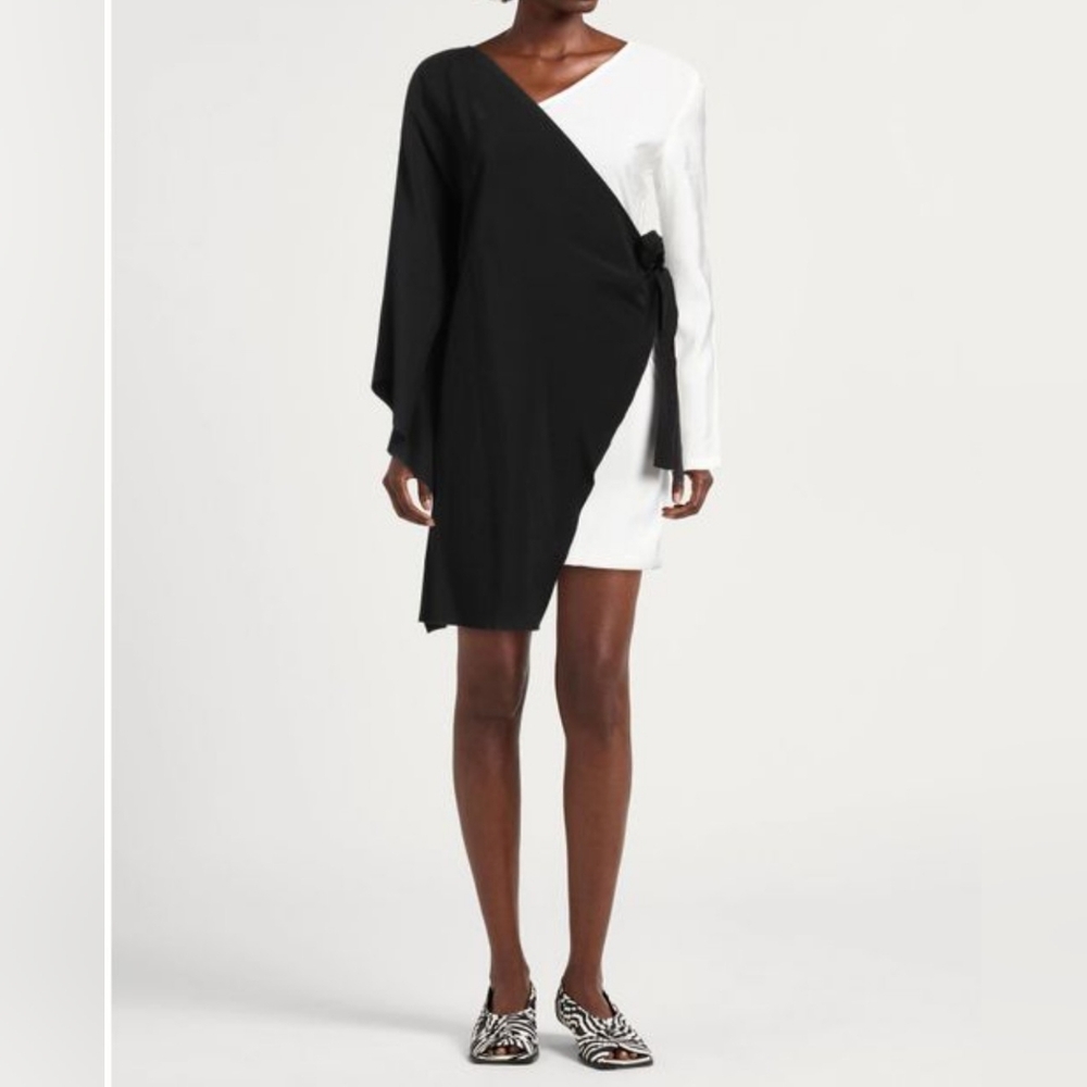 Jijil Black and White 2 Piece Asymmetrical Cocktail Dress